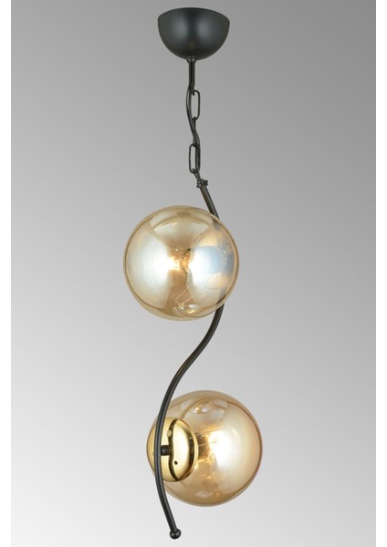 Şık 2'li Siyah Bal Glop Camlı Aşağı Bakan Lüks Avize modelleri