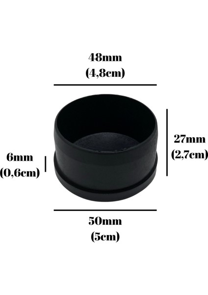 Yuvarlak Demir Profil Iç Tapa Geçme Plastik Ayak Geçme Koruma PLASTIĞI(50MM)(SİYAH) indirimleri