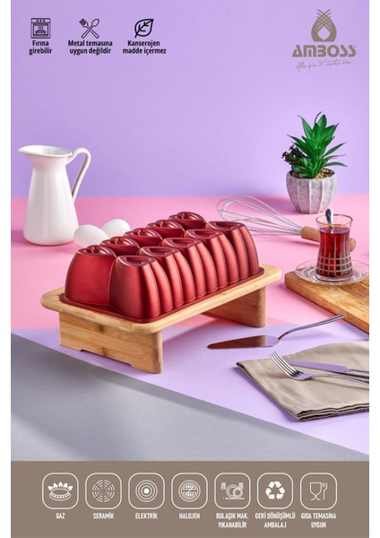 Kırmızı Döküm Yanmaz Yapışmaz Baton Kek Kalıbı, Dayanıklı ve Şık Mutfak Gereci