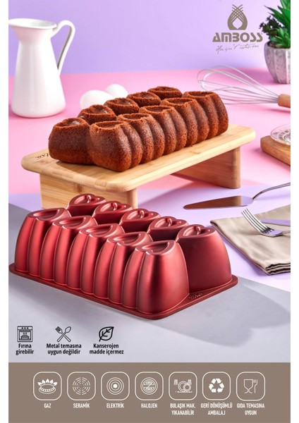 Kırmızı Döküm Yanmaz Yapışmaz Baton Kek Kalıbı, Dayanıklı ve Şık Mutfak Gereci fiyatları