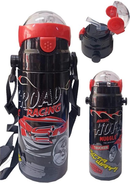 550 ml Siyah Çelik Çocuk Suluğu, Okul ve Günlük Kullanım Için