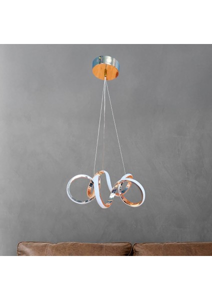 Renkli Çin Sarısı Kıvrım Ledli Avize - Kapat Aç Renk Değiştirme Özelliği, Alüminyum Kasa, 6500K Beyaz Işık, Düşük Enerji, Şık Modern Tasarım, Yerli Üretim