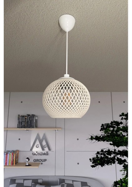 Balle Krem Sarkıt Top Avize Beyaz Kablo