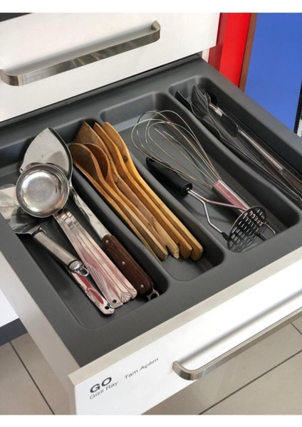 Siyah 62/49 cm ve 50/40 cm Ölçüde Ayarlanabilir Çekmece Içi Kepçelik Organizer