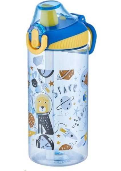Şeffaf Tritan Pipetli 500 ml Matara, Mavi-Sarı Renk Seçenekleriyle Kullanışlı ve Dayanıklı