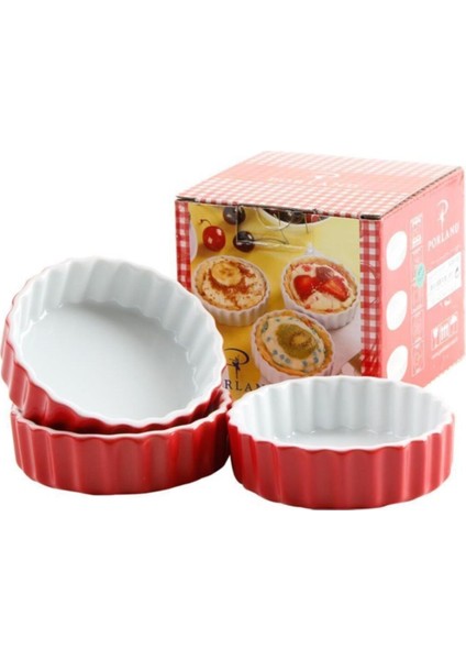 Kırmızı Tart Kalıbı Seti, 3'lü, Dayanıklı ve Şık Mutfak Gereci