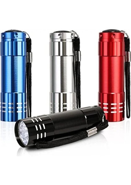 3 Adet Pilli Fener Metal Mini 9 Ledli Acil Durum Enerji Krizi Deprem Çantası Kamp