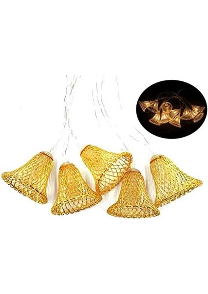 AA54YT1053 Parti ve Özel Gün Dekorasyonu Çan Şeklinde Taşınabilir Metal LED Şerit Işık, Sarı, Küçük fiyatları