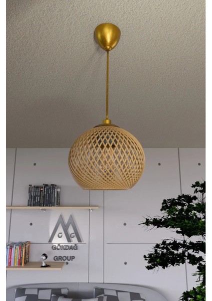 Balle Hasır Sarkıt Top Avize Gold Kablo
