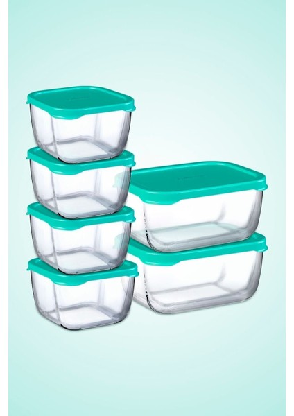 6 Parça Saklama Kabı Takımı, Açık Yeşil, Pratik ve Güvenli Saklama Seti