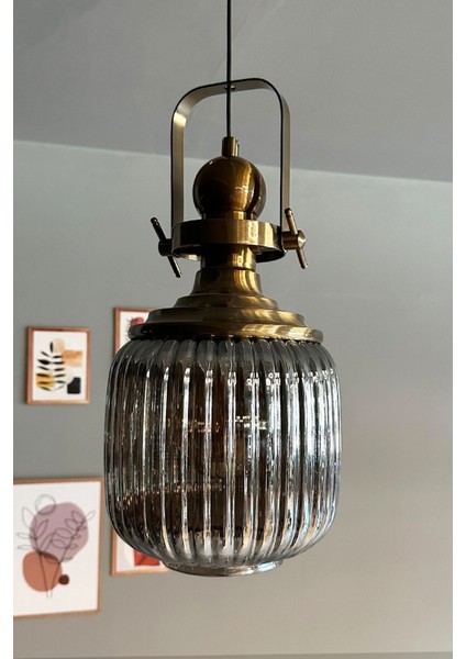 Füme Cam Tekli Sarkıt Avize Retro Tasarım, Salon ve Restoran Aydınlatması