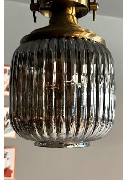 Füme Cam Tekli Sarkıt Avize Retro Tasarım, Salon ve Restoran Aydınlatması