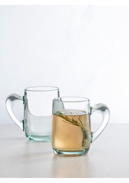 Beyaz Kulplu 6'lı Recycle Bardak Seti, Şık ve Kullanışlı Günlük Kullanım Için