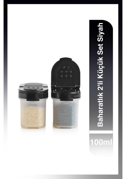 Şık Siyah 2'li Baharatlık Seti, 100 Ml, Pratik ve Kullanışlı Tasarım