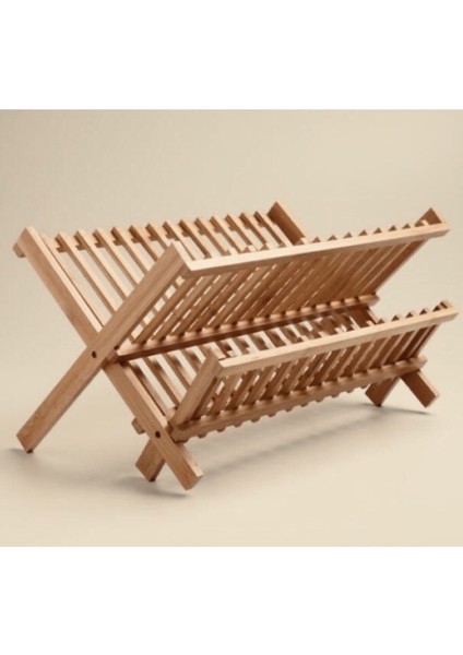 Çok Renkli Ahşap Iki Katlı Katlanabilir Tabaklık, Şık ve Fonksiyonel Ev Dekorasyon.