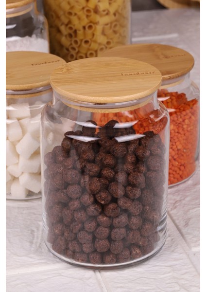 6'lı Cam Saklama Kabı Seti, Vakumlu Bambu Kapak, 600ML-800ML-1300ML fırsatları