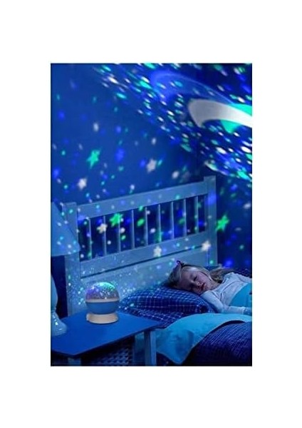 Chermik Mavi Dönen Projeksiyon Gece Lambası Star Master Ay Yıldız LED fiyatları