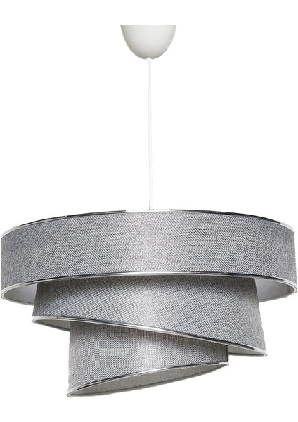 Açık Gri Kumaş ve Metal Gövde - Dekoratif Asma Tavan Lambası LED ve Ampul Uyumlu