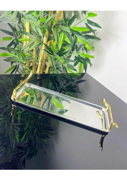 Gri Ahşap Saplı Dikdörtgen Tepsi ZE562, Şık ve Kullanışlı Ev Dekorasyonu Ürünü