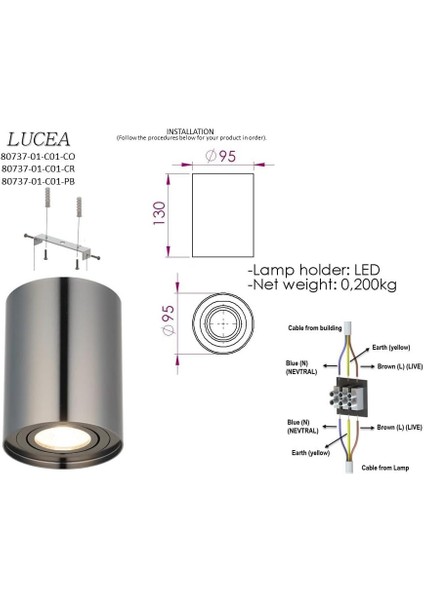 Medna Kobalt Yuv. Teklı Plafonyer 1XGU10 fiyatları