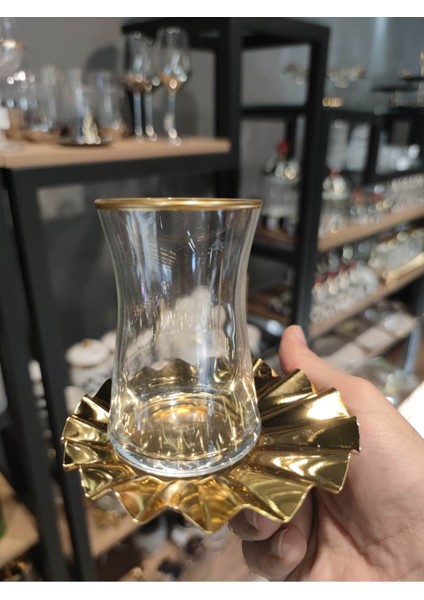 Şık Metal Yelpaze Model Çay Seti, 6 Kişilik, Zarif ve Dayanıklı Tasarım fiyatları