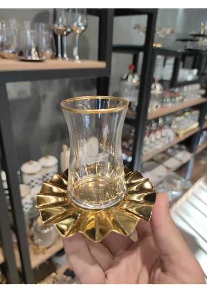 Şık Metal Yelpaze Model Çay Seti, 6 Kişilik, Zarif ve Dayanıklı Tasarım modelleri