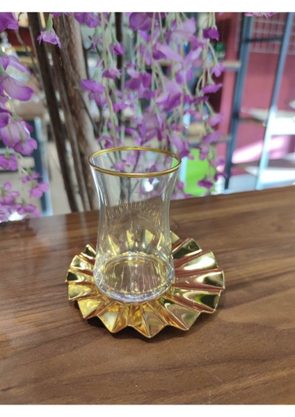 Şık Metal Yelpaze Model Çay Seti, 6 Kişilik, Zarif ve Dayanıklı Tasarım fırsatları