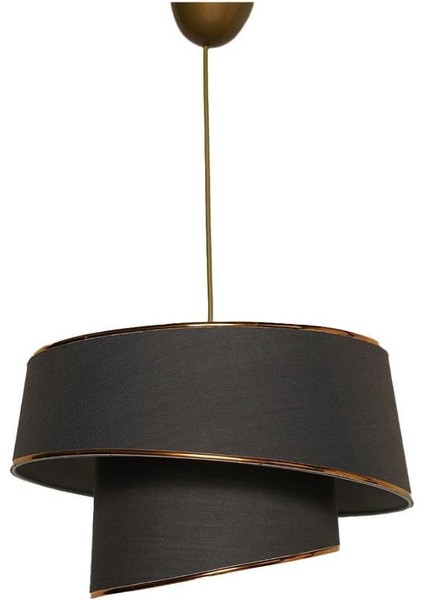 Tasarım Altın Metal ve Bej Kumaş Gövde - LED ve Ampul Uyumlu Ayarlanabilir Asma Tavan Lambası