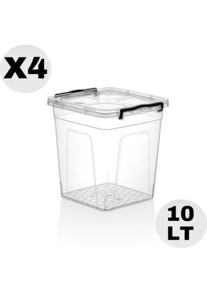 Turuncu Saklama Kabı 10 Lt, 4'lü Set, Pratik ve Şık Erzak Saklama Çözümü