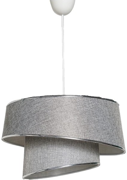 Tasarım Metal ve Gri Kumaş Gövde - LED ve Ampul Uyumlu Ayarlanabilir Asma Tavan Lambası