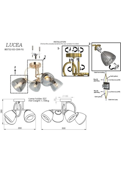 Mastar 4'lü Altın Plafonyer 4XE27 fiyatları