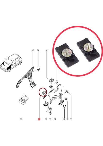 BSP649 Renault Clio MK2 Espace 4 Thalia Scenic Megane 1 İçin 2 Adet Ön Çamurluk Tespit Bağlantı Klipsi modelleri