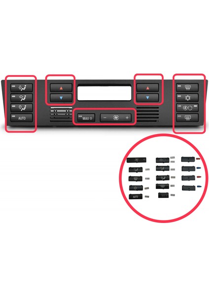 BDP88 BMW X5 E53 2000-2006 E39 1996-2003 64116915812 İçin 14 Parça Klima Kontrol Düğme Kapağı Tamir Seti modelleri