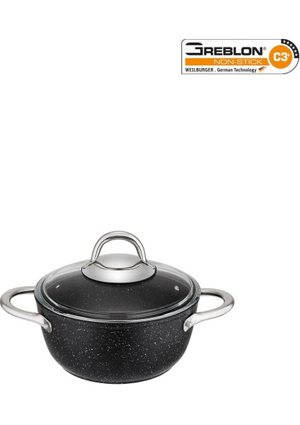 20 cm Derin Tencere, Siyah, Dayanıklı ve Şık Tasarım