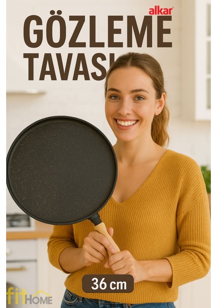 36 cm Döküm Gözleme Tavası, Sapı Çıkıp Fırında Kullanım Şansı ile
