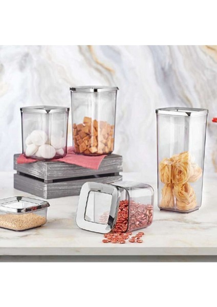 Füme 5'li Kare Saklama Kabı Seti, Dayanıklı ve Şık Mutfak Düzeni Için Ideal