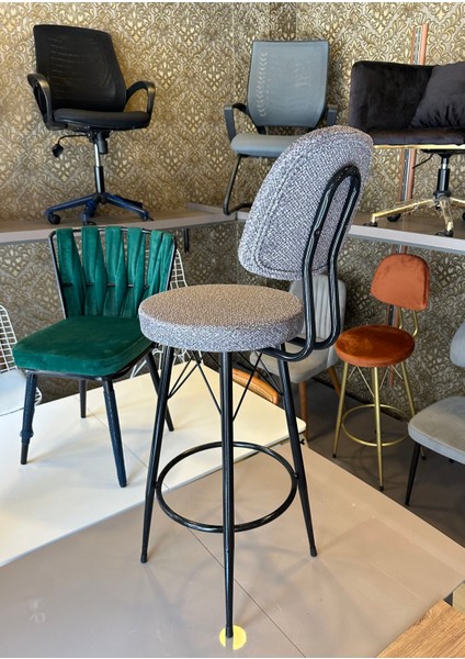 Yeni Teddy Kumaş Dolce Bar Sandalyesi Gri.65 cm Oturum Yüksekliği fiyatları