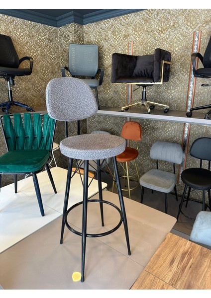 Yeni Teddy Kumaş Dolce Bar Sandalyesi Gri.65 cm Oturum Yüksekliği fırsatları