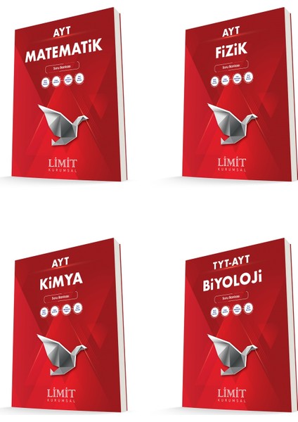 Limit Kurumsal Ayt Matematik + Fizik + Kimya + Biyoloji Soru Bankası Seti 4 Kitap