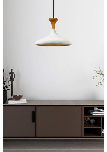 Beyaz Ahşap Mantar Başlıklı Tekli Sarkıt Avize, Şık ve Modern Tasarım modelleri