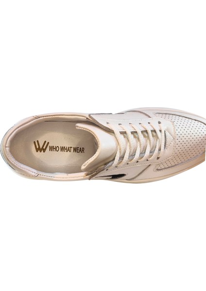 Erkek Ön Yüzü Delikli Hakiki Tabaka Deri Sneakers Ayakkabı 25WM0323