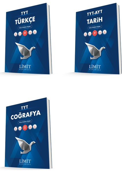 Limit Kurumsal Tyt Türkçe + Tarih + Coğrafya Konu Anlatım Föyleri Seti 3 Kitap