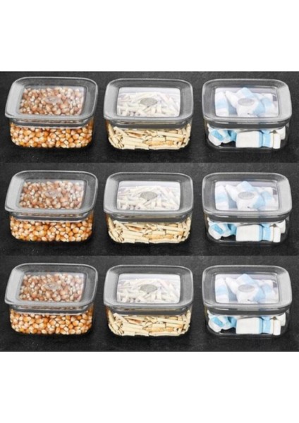 Turuncu Kare Saklama Kabı, 250 Ml, 9'lu Set, Pratik ve Şık Saklama Çözümü