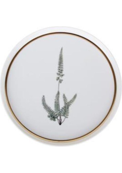 Botanical Desen1 Düz Tabak 21CM Beyaz, Şık ve Zarif Mutfak Gereciği