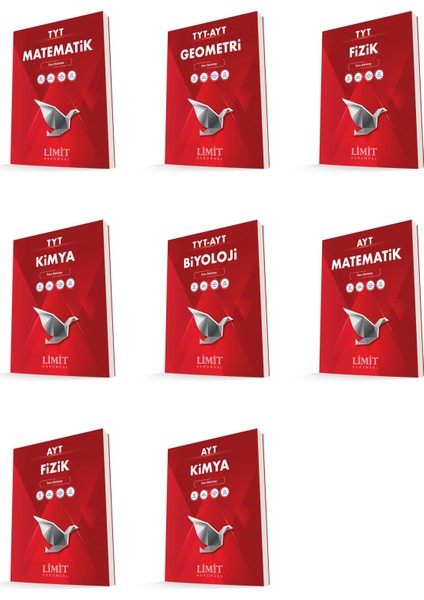 Limit Kurumsal Tyt Ayt Matematik + Fizik + Kimya + Biyoloji Soru Bankası Seti 8 Kitap