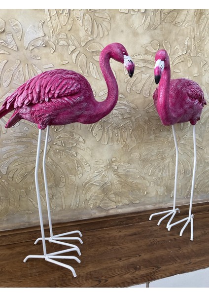 Flamingo Egik Başlı Bahce Biblo Fusya