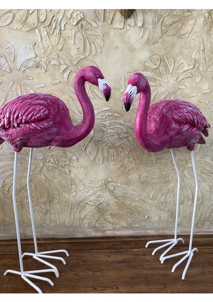 Flamingo Egik Başlı Bahce Biblo Fusya