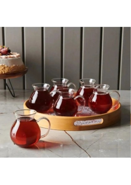 6'lı Kulplu Cam Çay Kupası Takımı, Beyaz, Şık ve Dayanıklı Tasarım