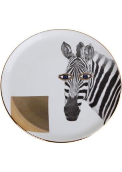 Şık Beyaz Zebra Düz Tabak 20CM, Zarif ve Kullanışlı Ev Dekoru Ürünü