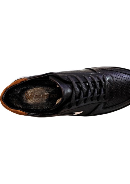 Erkek Ön Yüzü Delikli Hakiki Tabaka Deri Sneakers Ayakkabı 25WM0323